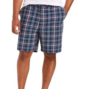 NWT Amazon Essentials Men's Blue Gray Plaid Cotton Twill Shorts  SIZES 33